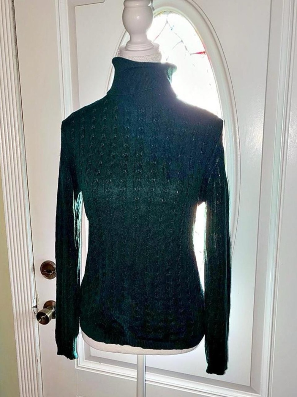 Sutton Studio Black Cable Knit Turtleneck Sweater